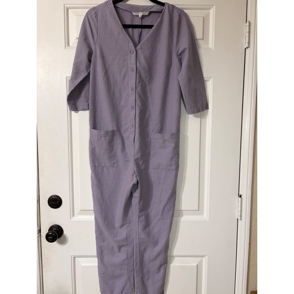 The Nines by Hatch | Button Front Maternity Jumpsuit XS || Lavender|